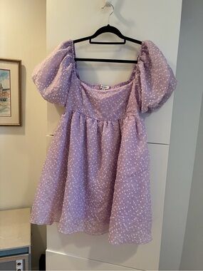 Allison & Kelly Lavender Puffed Sleeve Empire Waist Dress - XXL